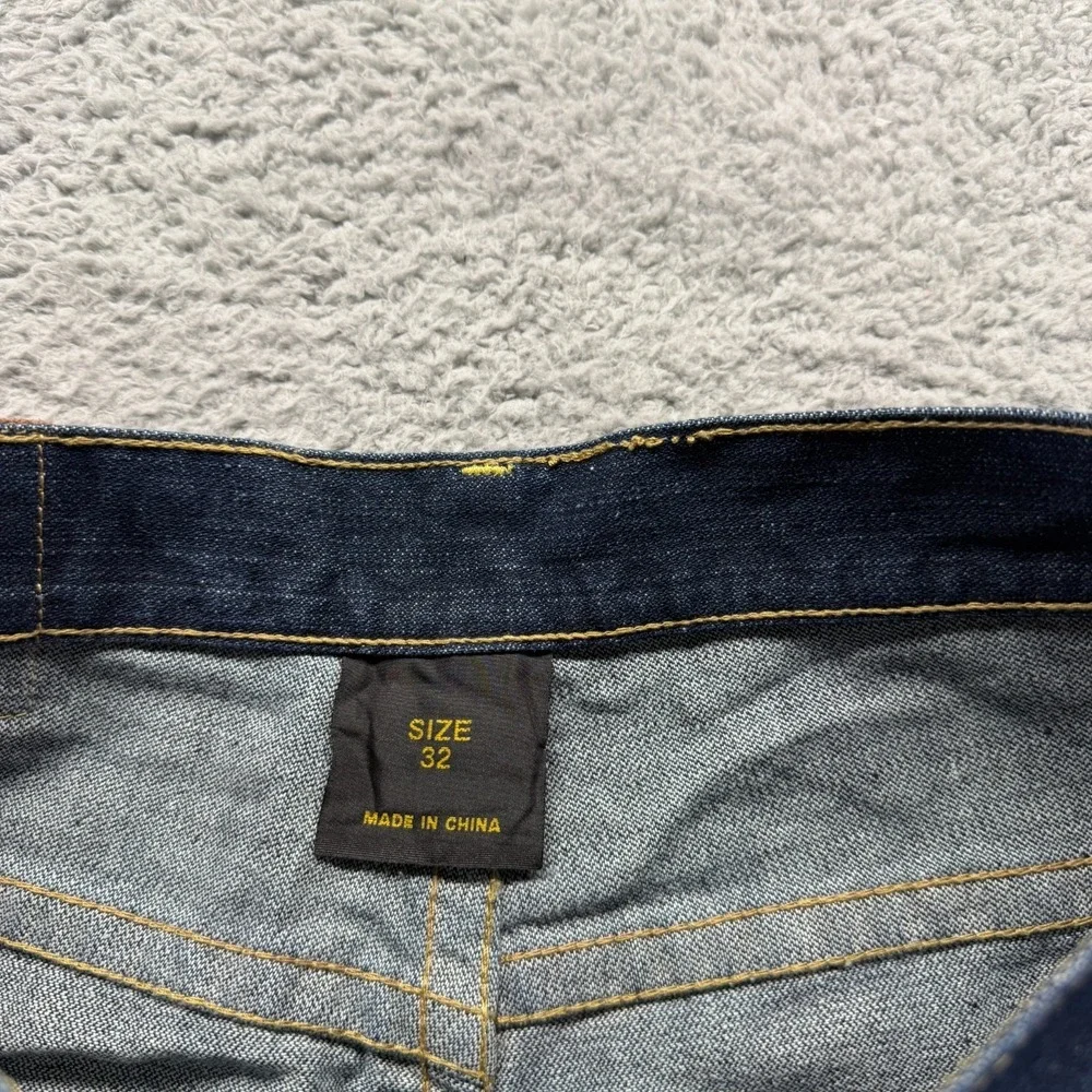 True Religion Jeans Mens 32x34 Blue‎ Cotton Denim Straight Workwear Faded Travel